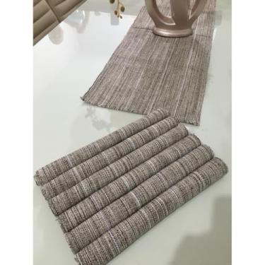 Imagem de Jogo Americano 07 Peças Algodão 06 Lugares e 01 Trilha de Mesa Ideal para Decoração de Cozinha Varanda ou Churrasco (JGAM19)