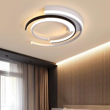 Imagem de Luminária de teto LED regulável para quarto com controle remoto, φ50cm, moderna e redonda, 52w, em acrílico, luminária de teto criativa para cozinha, sala de jantar e bar.