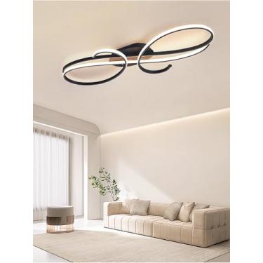 Imagem de Luminária de teto LED criativa e regulável para sala de estar com controle remoto. Luminária de teto LED de baixo consumo para ambientes internos, ideal para quarto, quarto infantil e sala d