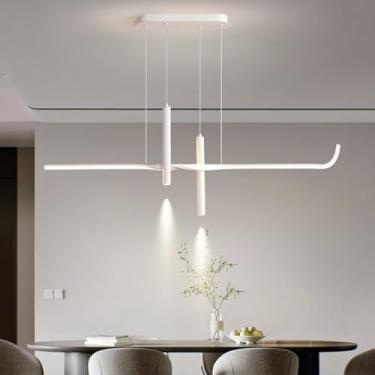 Imagem de Luminária pendente LED regulável para sala de estar e jantar, com controle remoto, luminária pendente moderna para sala de jantar, luminária com altura ajustável para escritório, bar, mesa d