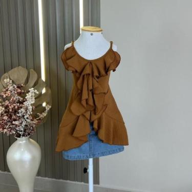 Imagem de Roupa Infantil Meninas Bata Alongada Boho Chique Saia Jeans - Mini Div