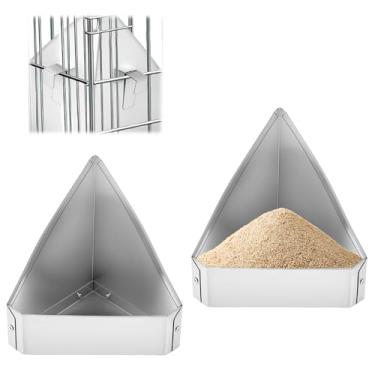 Imagem de 2 peças de alimentadores de galinha para gaiolas, alimentador de calha de metal pequeno, aço galvanizado, à prova de chuva, acessórios para galinheiros, suprimentos de canto suspenso, alimentador de