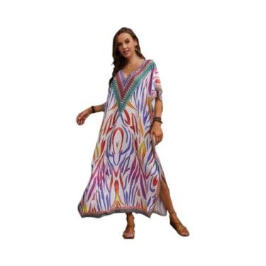 Imagem de Vestido Maxi Kaftan De Praia plus Size Para Mulheres, Cobertura De Mai