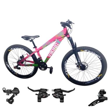 Imagem de Bicicleta 26 VikingX T25 21v Cambios  e Trocador Shimano Pneu Aro 26 Balão Preto-Unissex