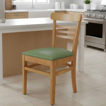 Imagem de Cadeira Madeira Maciça para Sala de Jantar Paulistana Mel / Verde Musgo
