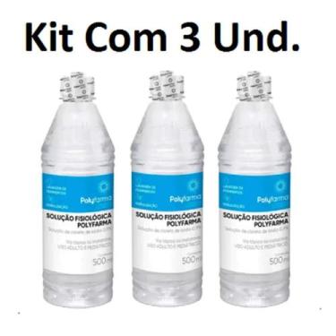 Imagem de Soro Fisiologico Solução 0,9% Bico Gotejador Polyfarma 500ml Kit com 3