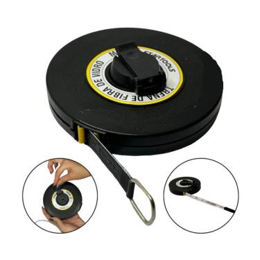 Imagem de Trena Métrica Preta 20 Metros Fibra de Vidro com Manivela