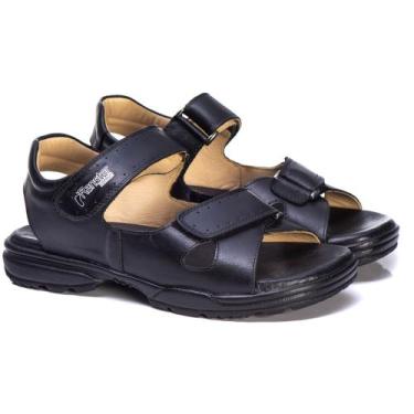 Imagem de Sandália Masculino Couro Verão Macia Confortável Jvmarc 800, Preto, 40