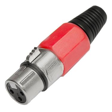 Imagem de Conector Cannon De Microfone Femea Profissional Vermelho