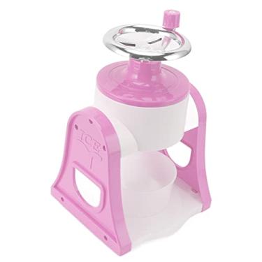 Imagem de Mingzhe Lâminas de Aço Inoxidável Seguro Portátil Triturador de Gelo Manivela Máquina Gelo Raspado para Casa Restaurantes Cafés Barracas Comida (Rosa)