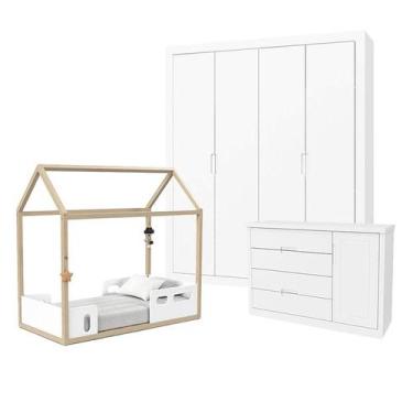 Imagem de Quarto de bebê Tutto New 4 Portas e Mini Cama Montessoriana Liv Branco
