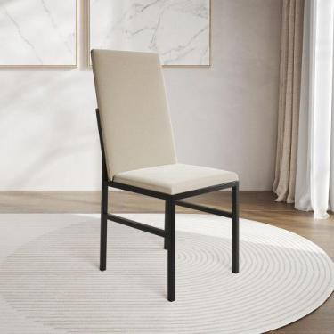 Imagem de Cadeira de Jantar Estofada Mônaco Premium Bege - IRON WOOD
