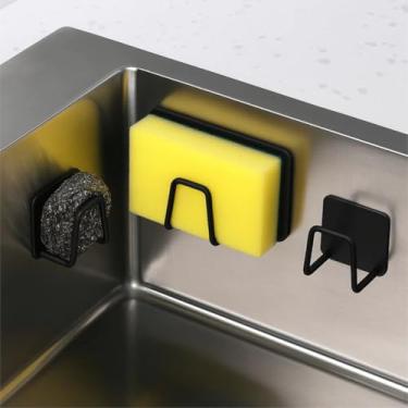 Imagem de Suporte De Esponja Bucha Pia Louça Cozinha Gancho Preto Preto