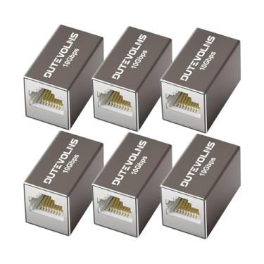 Imagem de Dutevolns Acoplador Ethernet de 10 Gbps, adaptador de expansão com revestimento de liga de alumínio, conector RJ45 fêmea para fêmea, extensor Ethernet para cabo Cat8 Cat7 Cat6 Cat5, extensão de longa