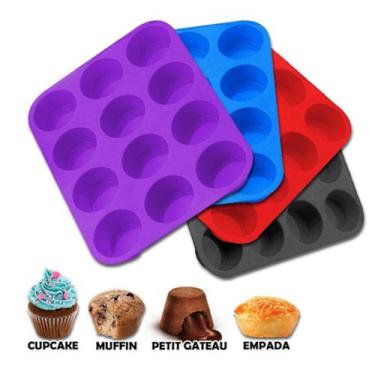 Imagem de Forma Cupcake Silicone 12 Cavidades Petit Gateau Empada - KE HOME,  Ve