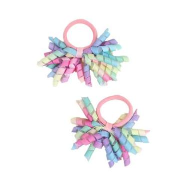 Imagem de Elásticos De Cabelo Em Forma De Fogos De Artifício Arco-Íris Para Meni
