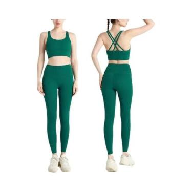 Imagem de Conjunto De Yoga Feminino De Verão 2 Peças: Top Esportivo De Nylon Com