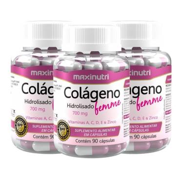 Imagem de Kit 3 Colágeno Femme Vitaminas + Zinco 90 Cápsulas Maxinutri-Unissex