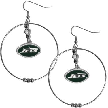 Imagem de Brincos de argola femininos NFL Siskiyou Sports New York Jets de 5 cm, tamanho único, cor do time