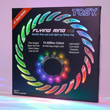Imagem de TOSY Flying Ring 36 LED RGB multicolorido Leds, super brilhante, modo perdido, ignição automática, crianças, seguro, impermeável, brinquedo para piscina, praia e camping, 3-pack