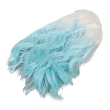 Imagem de Generic Peruca de Boneca 1/6, Cores Gradientes, Alisamento de Cabelo Encaracolado para Boneca Diy, Peruca de Suavizante para 1/6 (Gradiente Azul)
