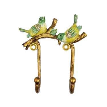 Imagem de SDYHTS Gancho de parede decorativo vintage esmaltado pássaro no galho - Gancho de parede montado em liga de zinco para pendurar roupas, casacos, toalhas, chaves, chapéus na entrada, banheiro, quarto