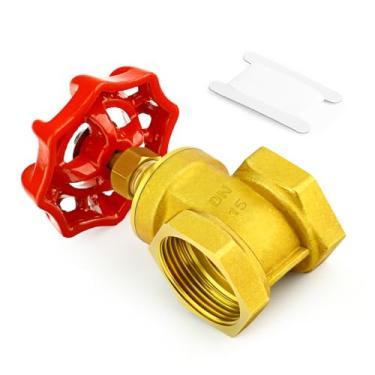 Imagem de GASHER Válvula de porta industrial de latão de 3/10.2 cm, 1 peça de válvula rotativa resistente com rosca fêmea x fêmea, para água, gás