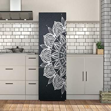 Imagem de Alwayspon Papel de parede autoadesivo de vinil para geladeira, descasque e cole no mural de geladeira removível, abstrato verde dourado triângulo adesivo de geladeira art déco