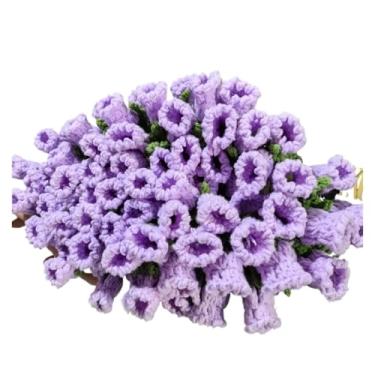 Imagem de Cobertor de flores de mão de 1,1 m com acabamento em crochê para namorada, buquê de presente para mãe (roxo)