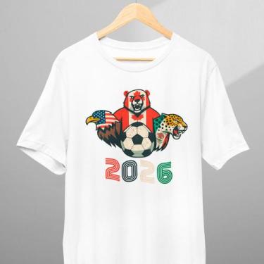 Imagem de Camiseta Infantil Adulto Copa do Mundo 2026 Aguia Urso Onça 100% Algod