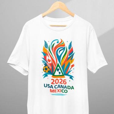 Imagem de Camiseta Infantil Adulto Copa do Mundo 2026 USA CANADA MEXICO 100% Alg