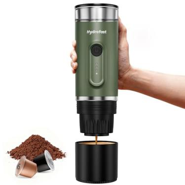 Imagem de Hydrofast Máquina de café expresso portátil com bateria de 9600 mAh, design ultraleve, cafeteira para viagens, autoaquecimento de 20 bar com cápsulas NS e solos, para trailer, acampamento, escritório