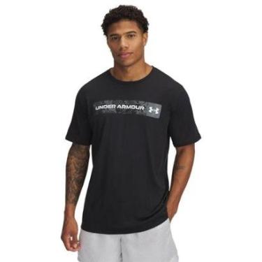 Imagem de Camiseta de Treino Under Armour Camo Chest Stripe Masculina G Preto-Masculino
