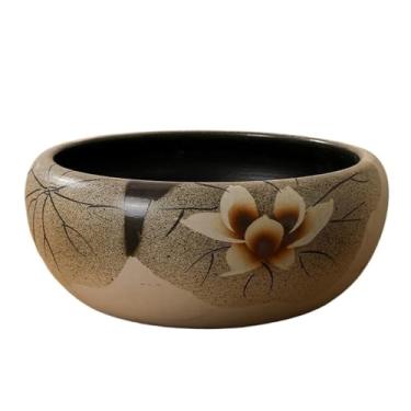 Imagem de Vaso de flores de cerâmica não poroso, estilo chinês, sala de estar, Phalaenopsis, orquídea, narciso, lírio aquático, vaso hidropônico (grande)