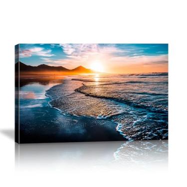 Imagem de Kpasnd Pôr-do-sol praia arte de parede imagens caminho praia decoração de parede oceano pôr do sol natureza paisagem pinturas para sala de estar quarto decorações