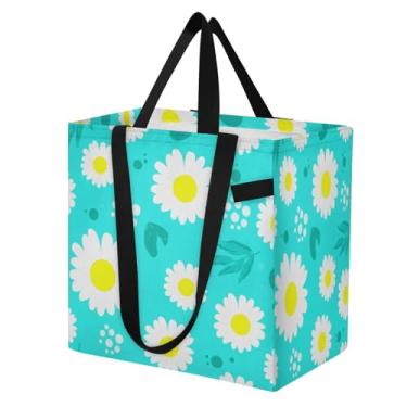 Imagem de CEBUGI Sacola de mercearia branca reutilizável com alças de grande capacidade para compras roupas piquenique