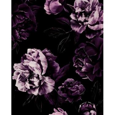 Imagem de Papel de parede floral descascar e colar, papel de parede roxo escuro, vintage Moody Witchy 44.5 cm x 299.7 cm papel autoadesivo para banheiro quarto armário vinil impermeável removível fazenda