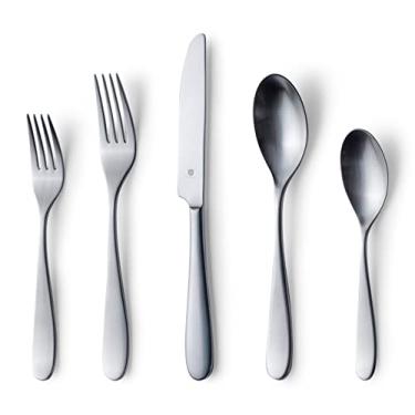 Imagem de Danialli Conjunto de talheres fosco, aço inoxidável 18/10, talheres acetinados, acabamento escovado moderno, lavável na máquina de lavar louça e durável, durável (60 peças, Fidenza)