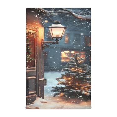 Imagem de xigua Conjunto de 1 panos de prato de cozinha com cena noturna de Natal, toalhas de cozinha macias e altamente absorventes de secagem rápida para limpeza de pratos e limpeza à mão, 71 x 45 cm