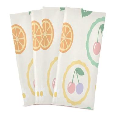 Imagem de Wassud Toalhas de prato de cozinha pastel cerejas pacote com 4 panos de prato macios com laço para pendurar toalha de mão de secagem rápida super absorvente toalhas de chá de mesa decorativas 71 x 45