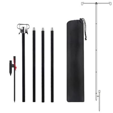 Imagem de Vara de Suporte Lanterna Ajustável Lâmpada Liga Alumínio Plegável para Acampamento Caminhada Pesca Mochilão