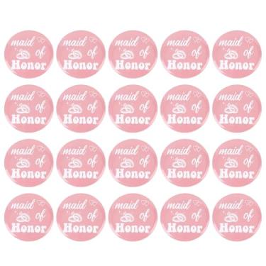 Imagem de Cuofyunl 20 peças emblema de dama de honra em folha de flandres estampas claras emblemas para festa de noiva acessórios de casamento rosado