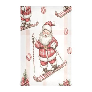 Imagem de xigua Conjunto de 1 panos de prato xadrez de Papai Noel, toalhas de cozinha macias e altamente absorventes de secagem rápida para limpeza de pratos e limpeza à mão, 71 x 45 cm