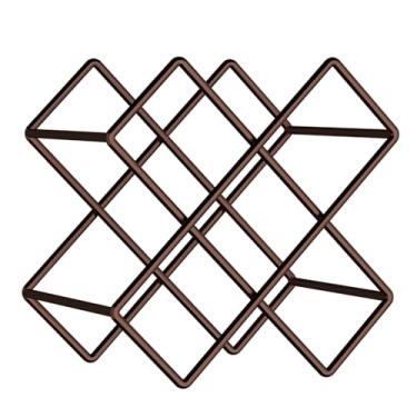 Imagem de Suporte vintage de cobre para vinho - Suporte de garrafa de ferro para bar e cozinha em casa, prateleira de exibição de bebidas elegantes, solução de armazenamento rústica para sala de jantar e