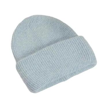 Imagem de Gorro Feminino Quente De Inverno Em Pele De Coelho Genuína, Touca Sóli