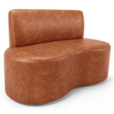 Imagem de Sofá 2 Lugares Orgânico Para Sala De Estar Living Larissa L02 Couríssimo Camel - Lyam Decor