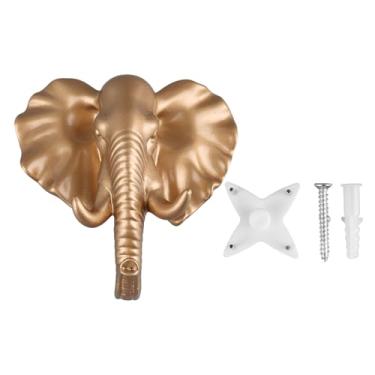 Imagem de Gancho de parede em forma de animal, gancho decorativo de resina para casaco, toalha, organizador de joias, decoração de casa, material ecológico durável (elefante dourado)