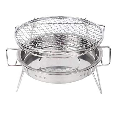 Imagem de Churrasqueira a carvão ao ar livre, aço inoxidável, redonda, churrasqueira a carvão, rede grelhada, churrasqueira, churrasqueira
