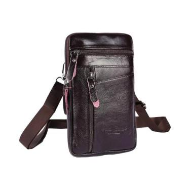 Imagem de Bolsa De Cintura De Couro Vintage Para Homens, Pochete De Moda Para Ce