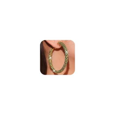 Imagem de Brincos de argola de strass grandes brilhantes para mulheres, argolas grandes, joias para vestido de festa de formatura, Zircônia cúbica, Zircônia cúbica